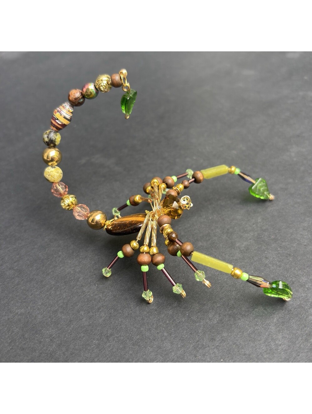 Multicolored Yellow And Green Glass Beaded Scorpion Sun Catcher 5" VIDEO